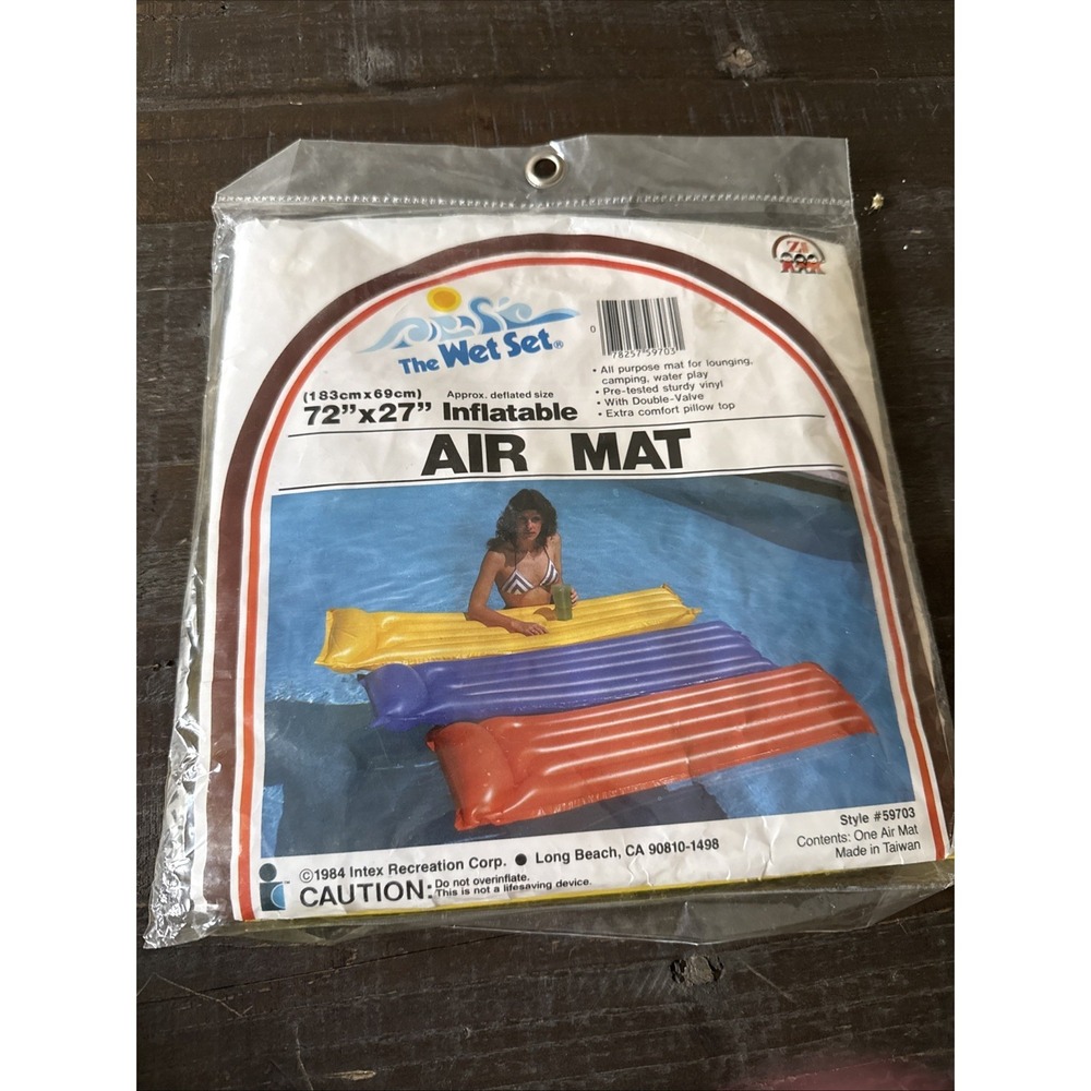 Vtg 1984 Intex The Wet Set Fabric/Vinyl Inflatable Air Mat‎ Float 72" X 27" NEW